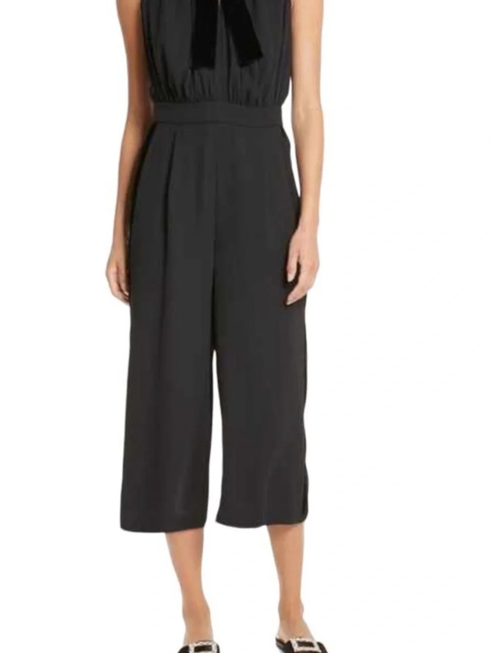KATE SPADE Sleeveless Bow-Tie Wide-Leg Jumpsuit in Black NWT SIZE 10